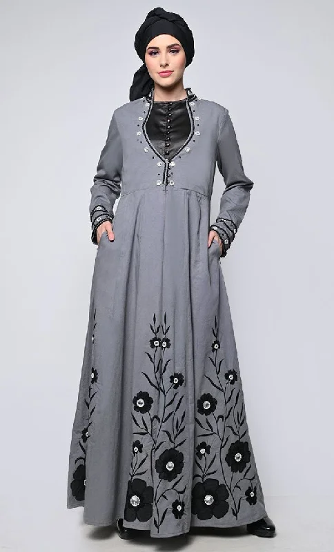 Stunning Full Length Ebroidered Multi Panel Abaya