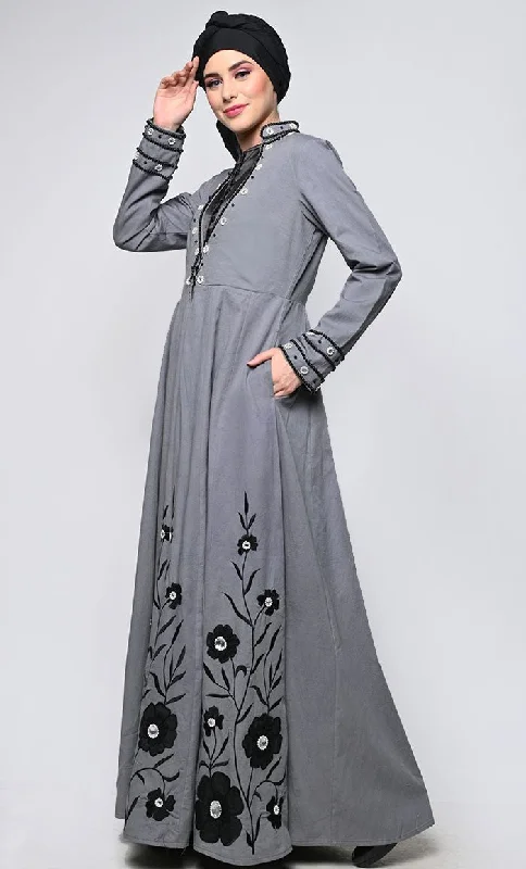 Stunning Full Length Ebroidered Multi Panel Abaya