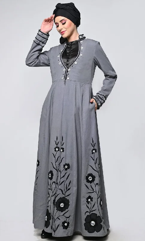 Stunning Full Length Ebroidered Multi Panel Abaya