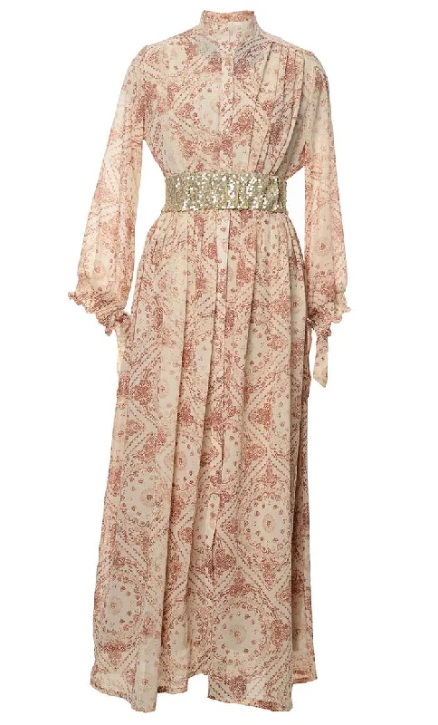 Stunning Georgette Printed Abaya With Biege Sequence Belt