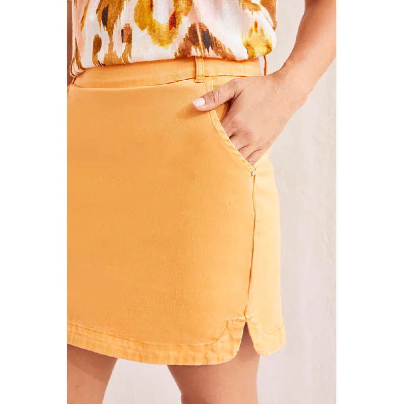 Tribal 17-Inch Pull On Skort With Rounded Slits - Apricot Tan