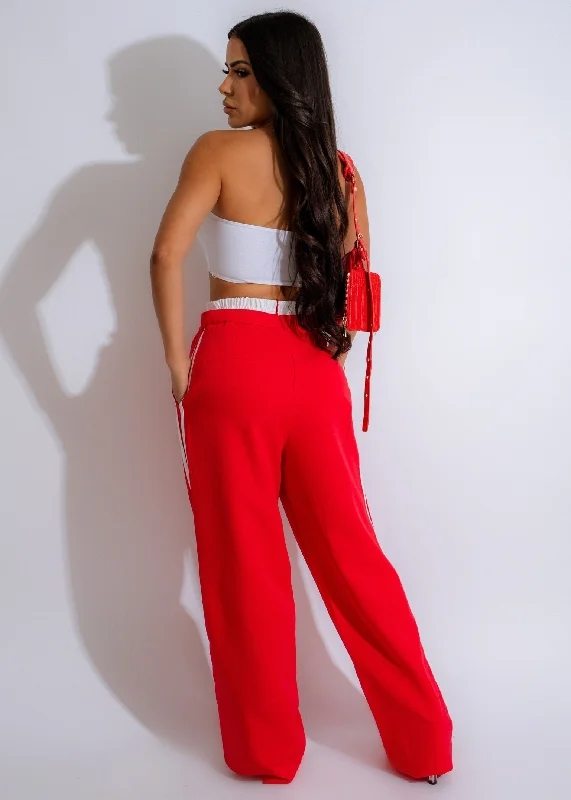 Urban Stripe Track Pants Red