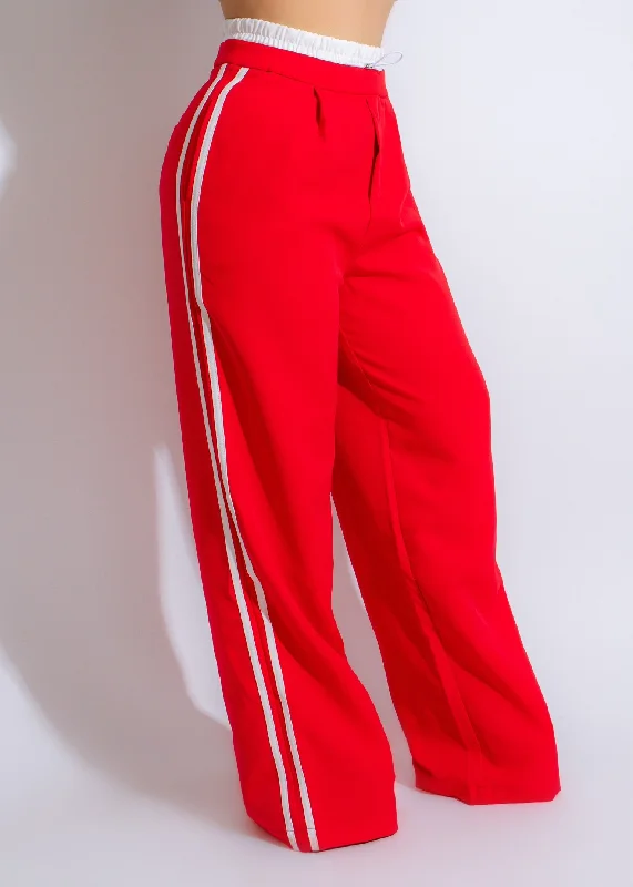 Urban Stripe Track Pants Red