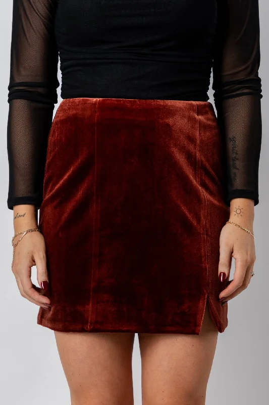 Velvet mini skirt amber rust