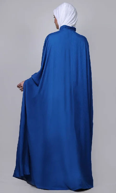 Women's blue new embroidered patch work detailing Kaftan Style Abaya