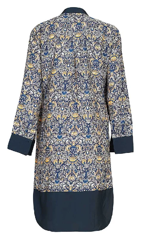 Women's Basic Navy Lotus Printed Tunic