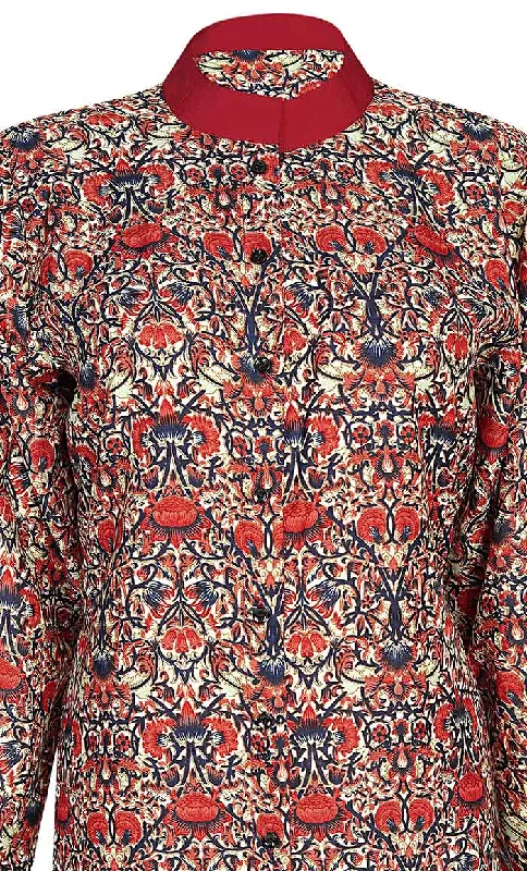 Women's Basic Red Lotus Printed Tunic