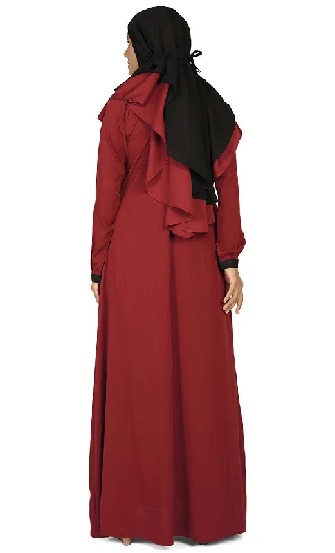 Women's Contrasted Black And Red Prayer Dress