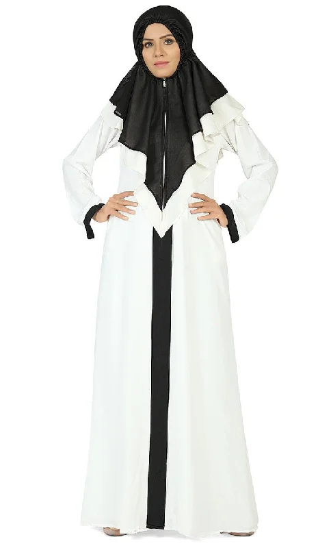 Women's Contrasted Black And White Prayer Dress