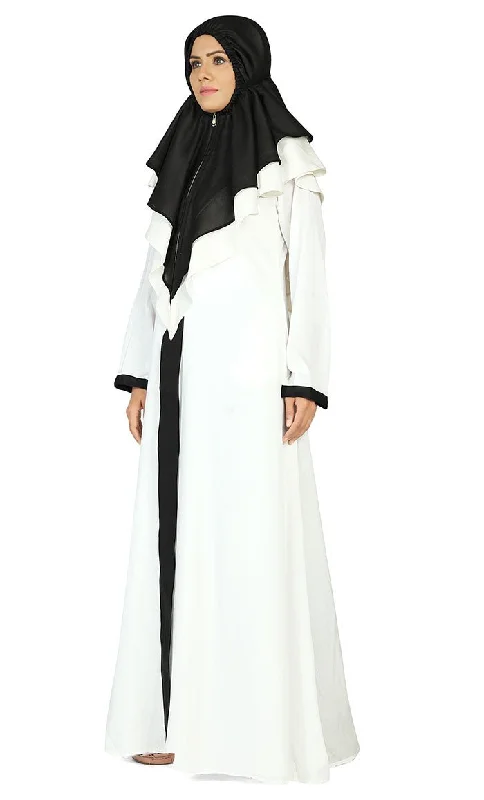 Women's Contrasted Black And White Prayer Dress