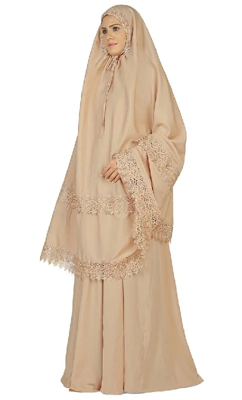 Women's Islamic Biege Prayer Dress/Burqa Set