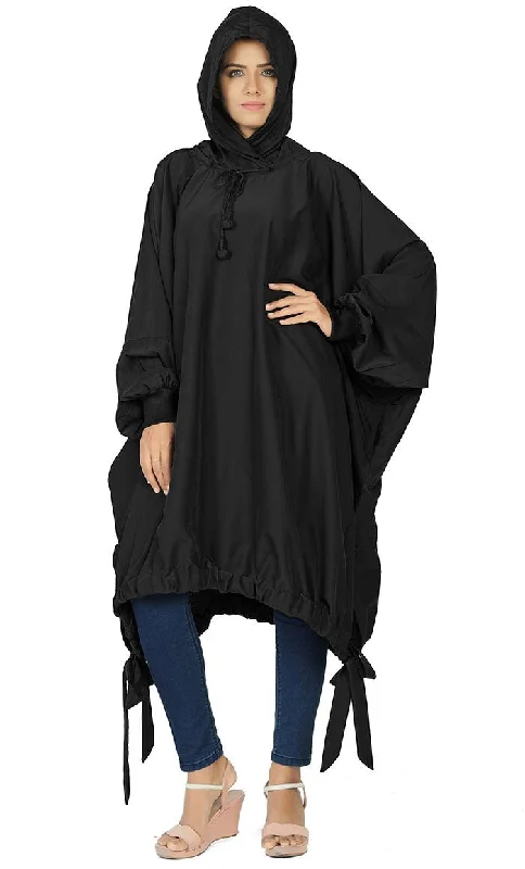 Women's Islamic Casual Black Long Hoodie