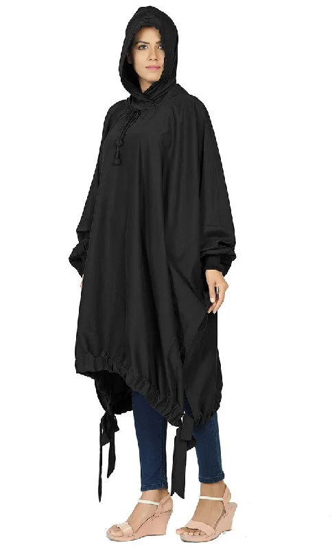 Women's Islamic Casual Black Long Hoodie