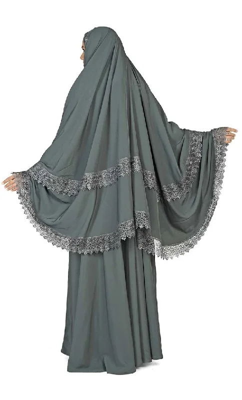 Women's Islamic Grey Prayer Dress/Burqa Set