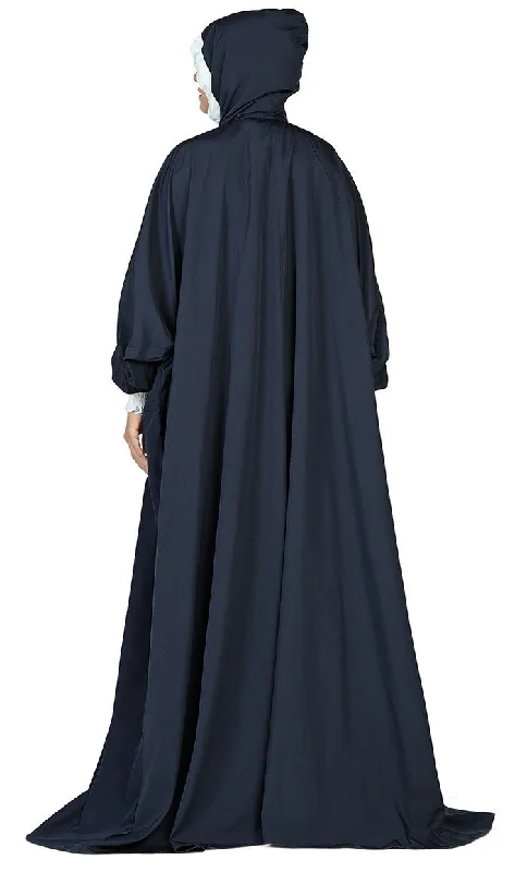 Women's Modest Islamic Navy Long Hoody Abaya