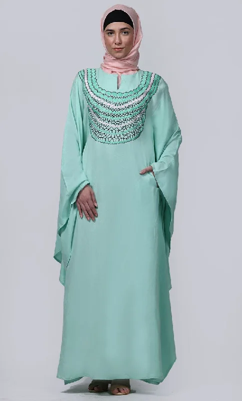 Women's Pretty Embroidered Work Detailing Kaftan Style Abaya