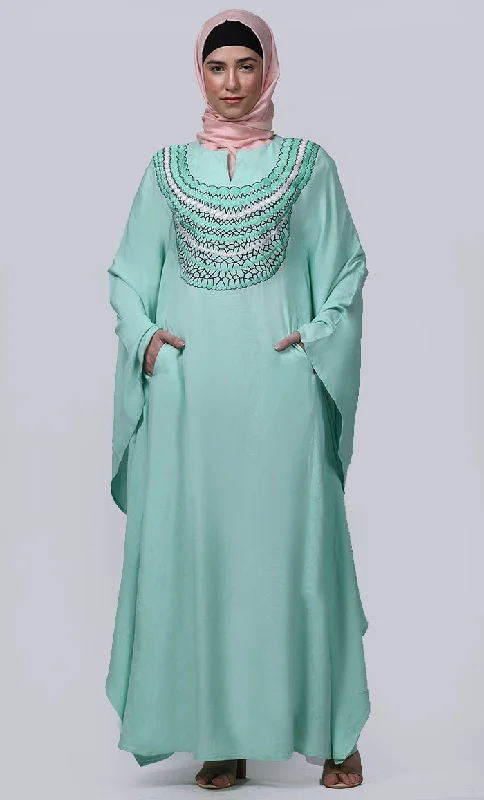 Women's Pretty Embroidered Work Detailing Kaftan Style Abaya