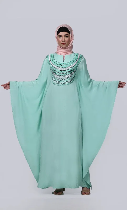 Women's Pretty Embroidered Work Detailing Kaftan Style Abaya