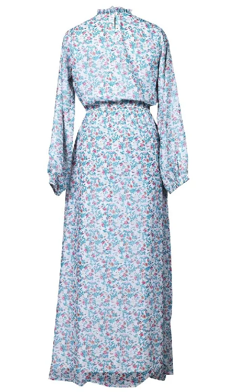 Women's Sky Blue Floral Printed Abaya