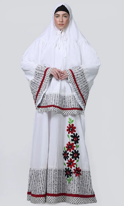 Women's White Embroidered Prayer Dress