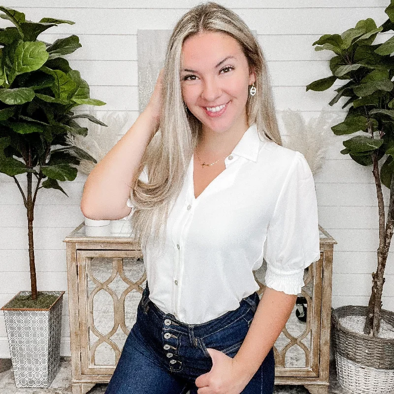 Refresh The Look White Button Up Bodysuit Top