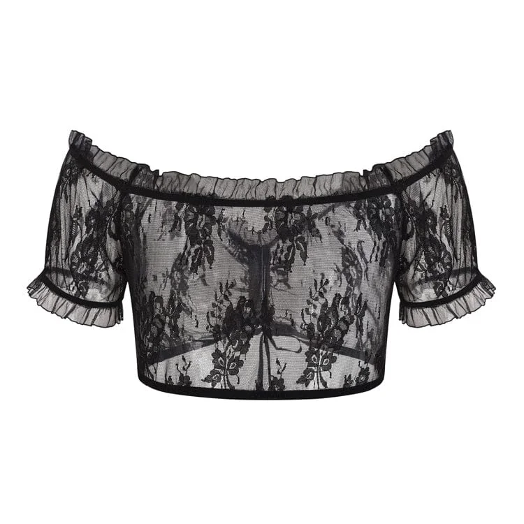 Women's Gothic Off Shoulder Sheer Lace Bustier