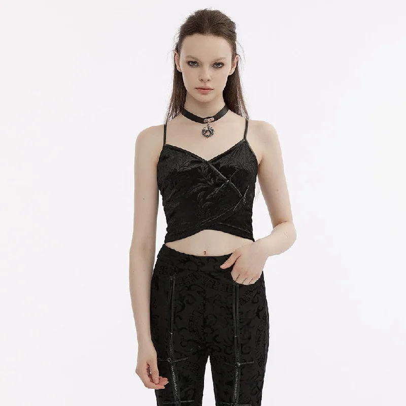 Women's Gothic Plunging Frog Embossed Velvet Bustier