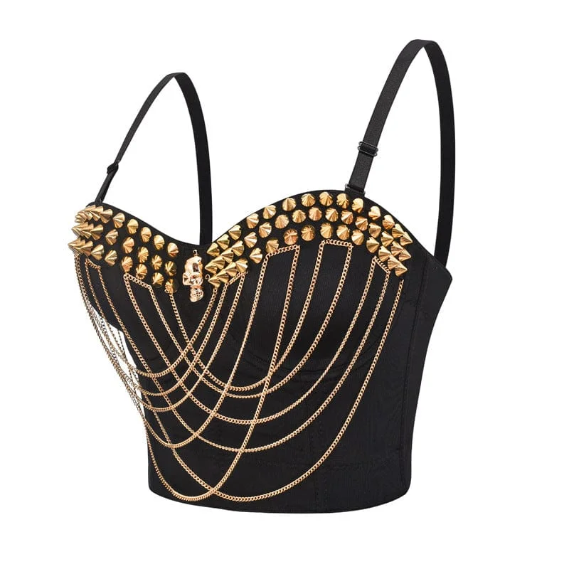 Women's Gothic Rivets Chains Bustier