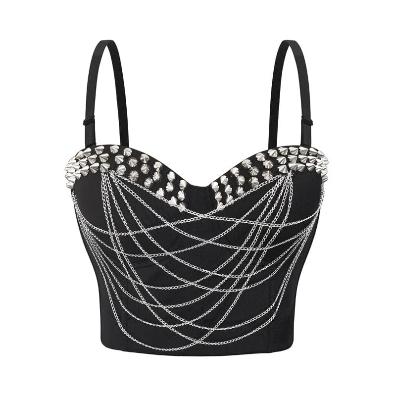 Women's Gothic Rivets Chains Bustier