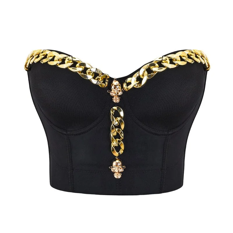 Women's Gothic Skull Chain Bustier