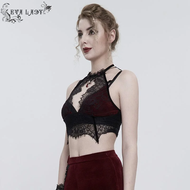 Women's Gothic Strappy Cutout Lace Bustier