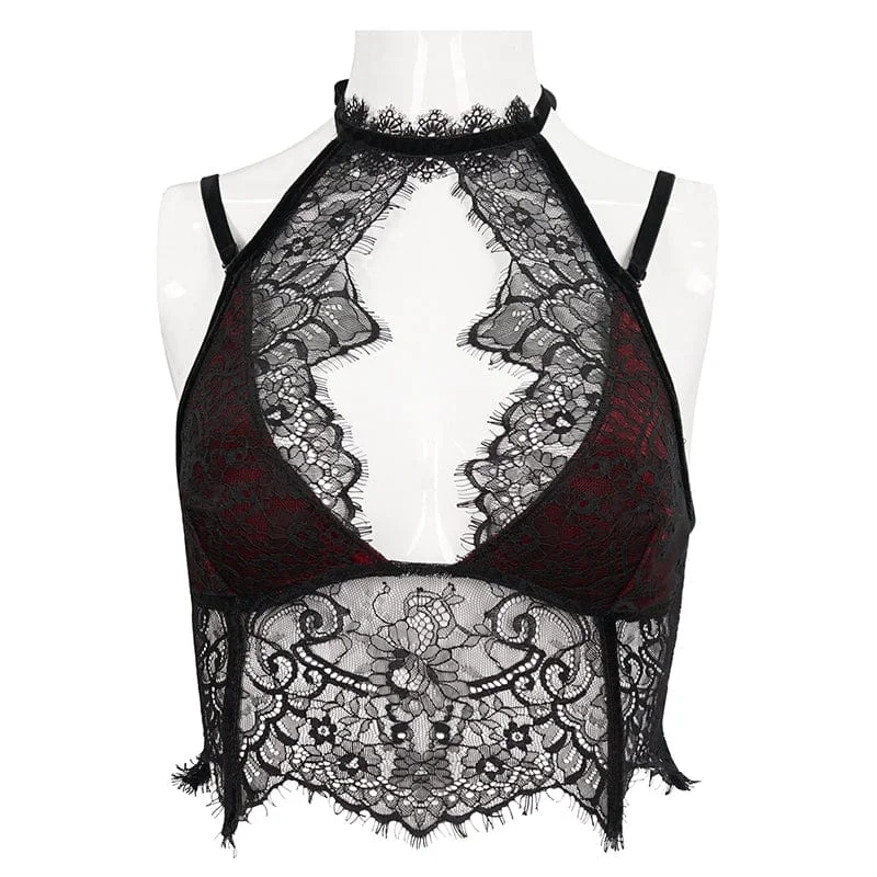 Women's Gothic Strappy Cutout Lace Bustier