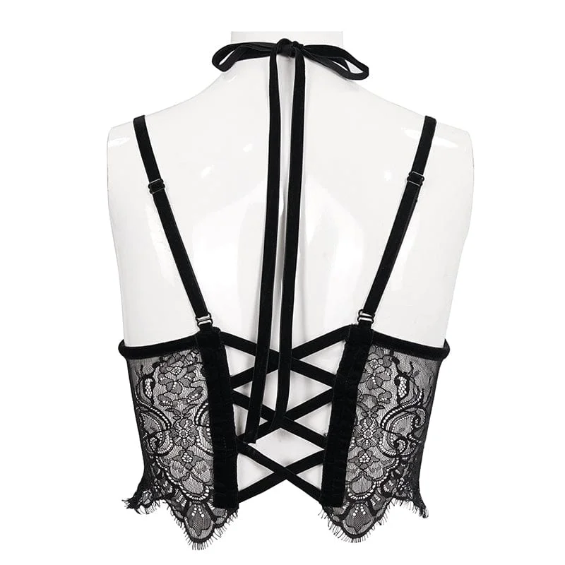 Women's Gothic Strappy Cutout Lace Bustier