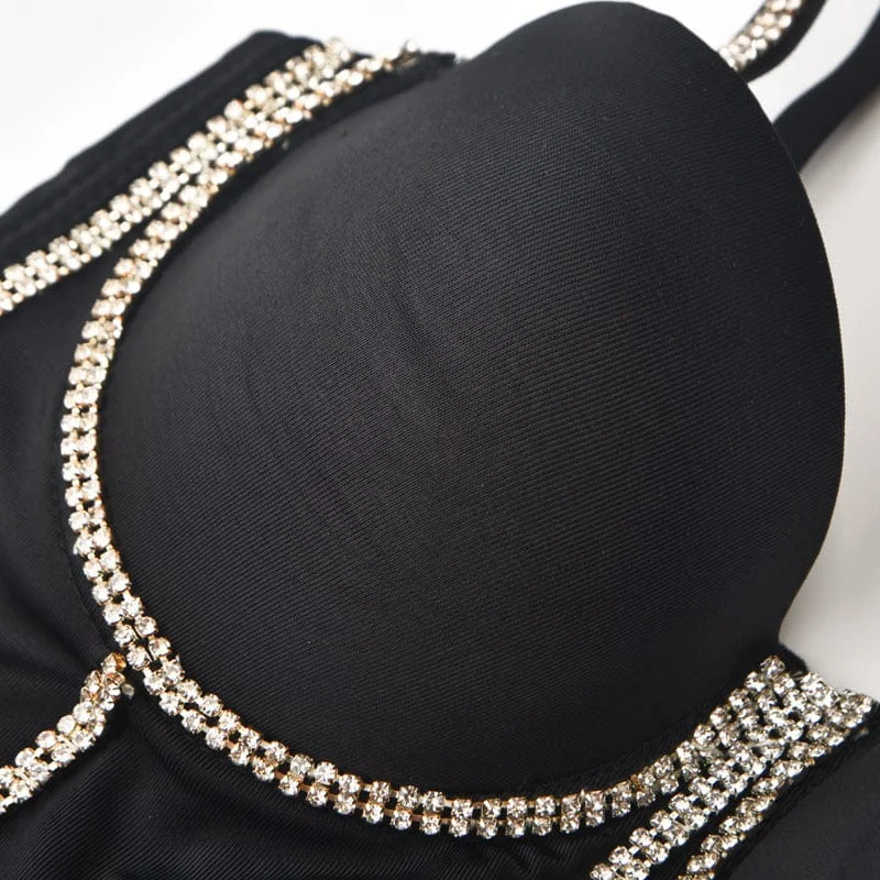 Women's Punk Rhinestone Bustier