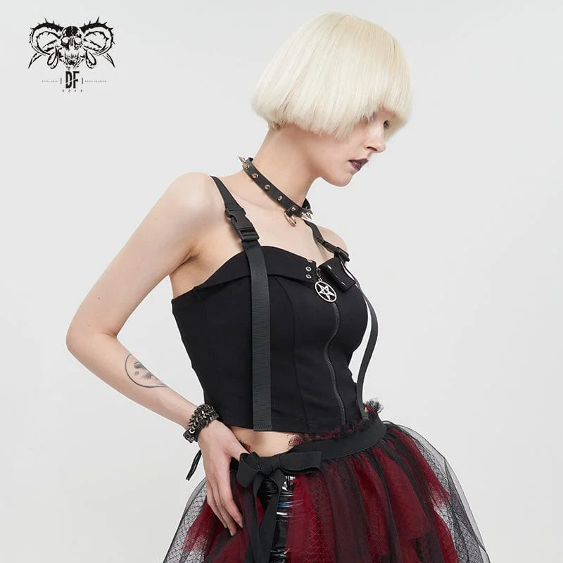 Women's Punk Star Zipper Buckle Bustier