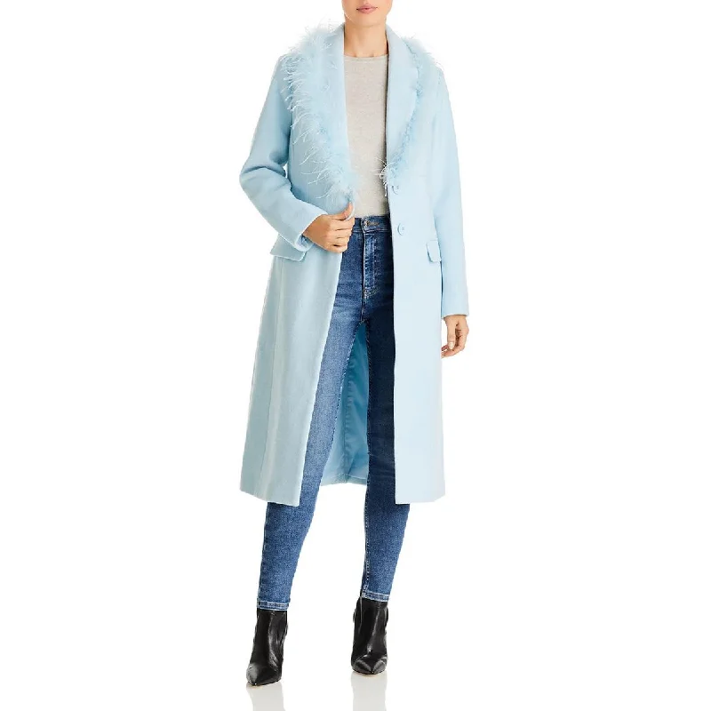 Aqua Womens Feather Jacket Trench Coat