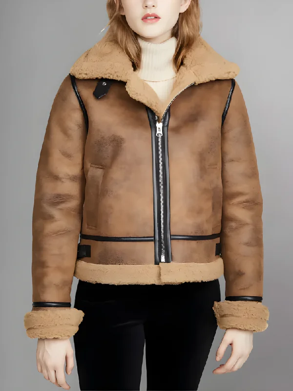 B3 Sheepskin Aviator Flight Fur Shearling Bomber Jacket