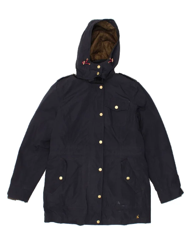 JOULES Womens Hooded Windbreaker Jacket UK 10 Small  Navy Blue Polyester