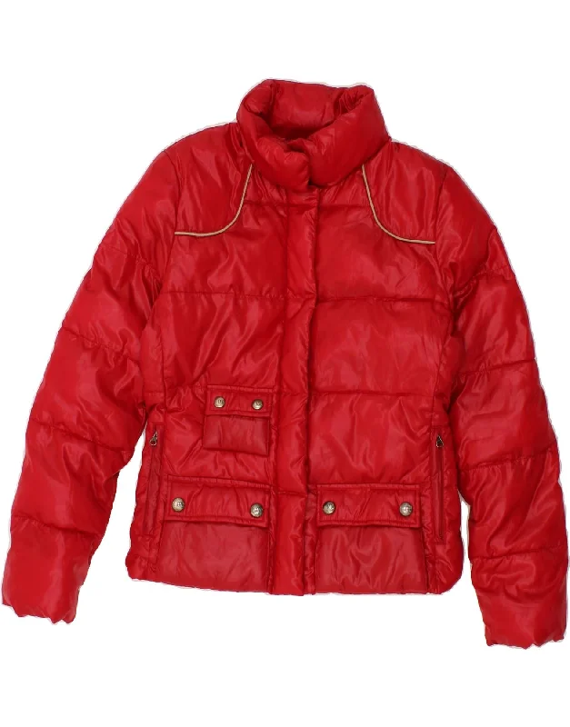 MARLBORO CLASSICS Womens Padded Jacket EU 42 Large Red Polyester