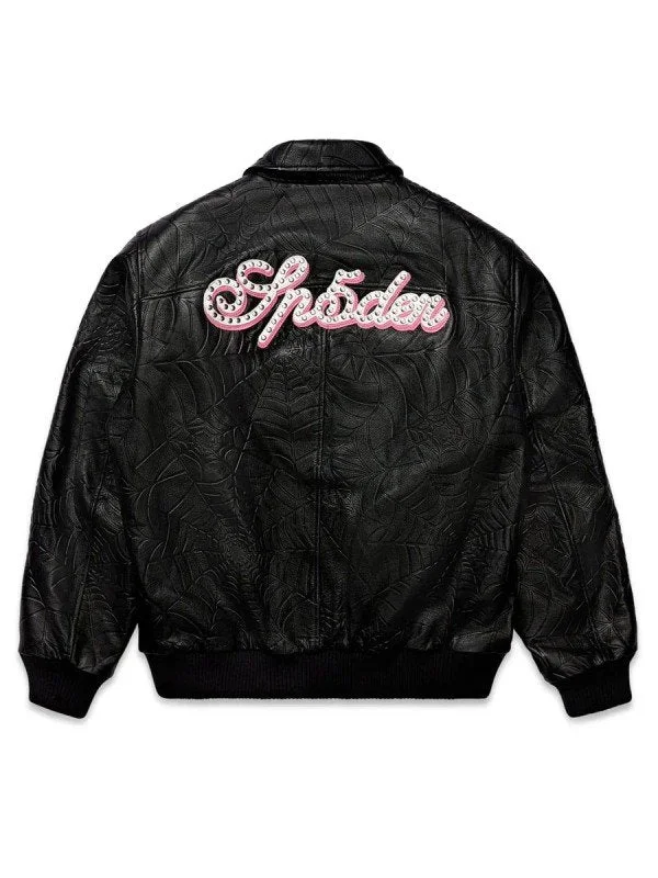 Sp5der Black Debossed Web Jacket