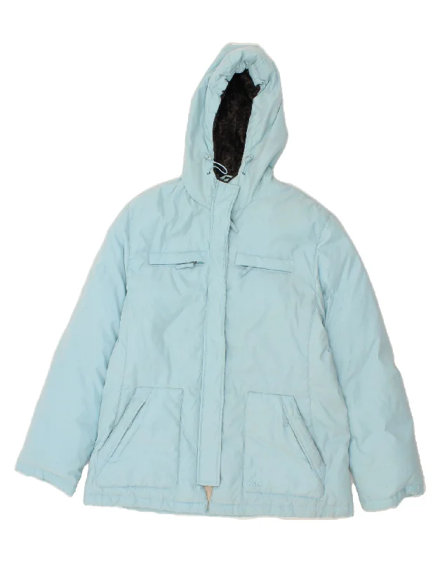 TOMMY HILFIGER Womens Hooded Padded Jacket UK 16 Large  Blue Polyester