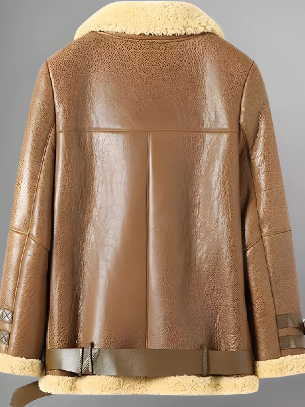 Womens Shearling Sheepskin Bomber Jacket