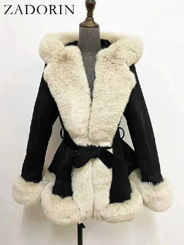 Black beige fur / S